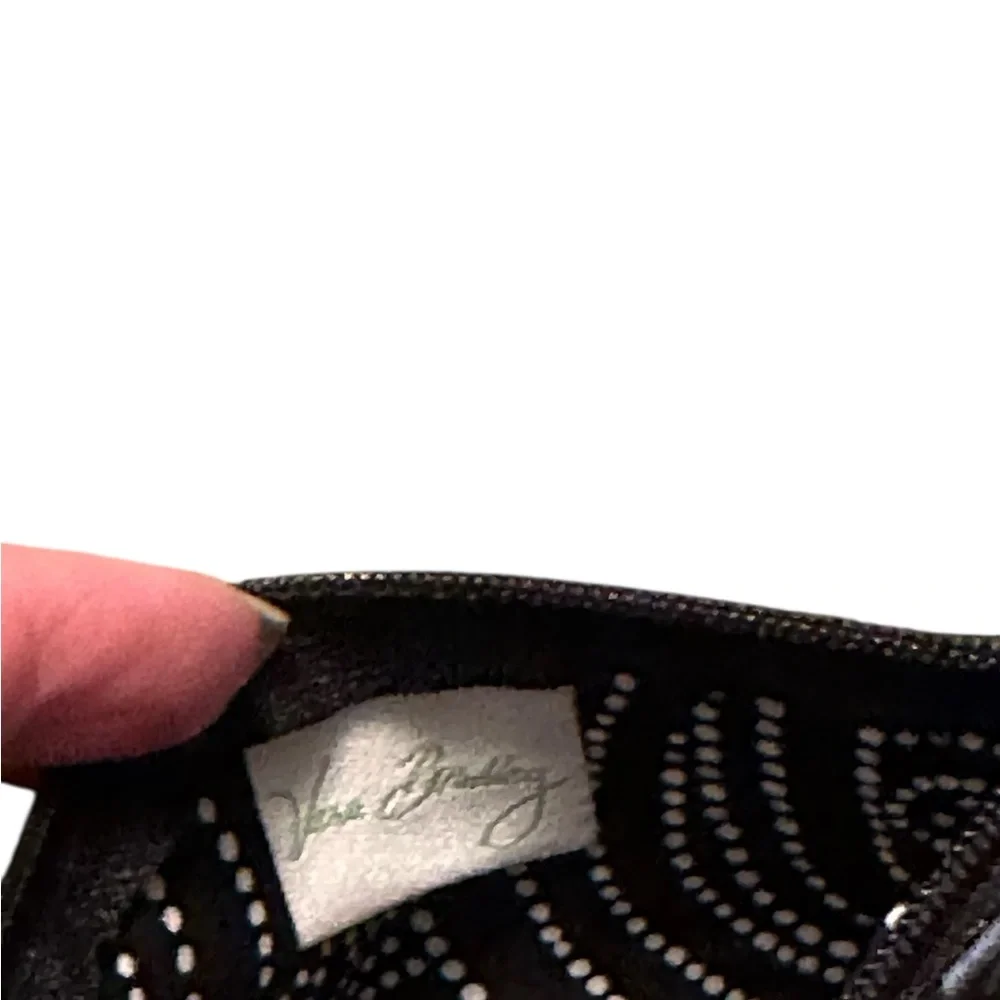 Vera Bradley Black Floral Zip ID Case Northern Lights with Key Ring - Picture 5 of 6